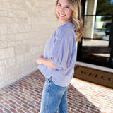 Stripe Dolman Blouse - Navy-200 Fashion Blouses-ALLIE ROSE-July & June Women's Fashion Boutique Located in San Antonio, Texas