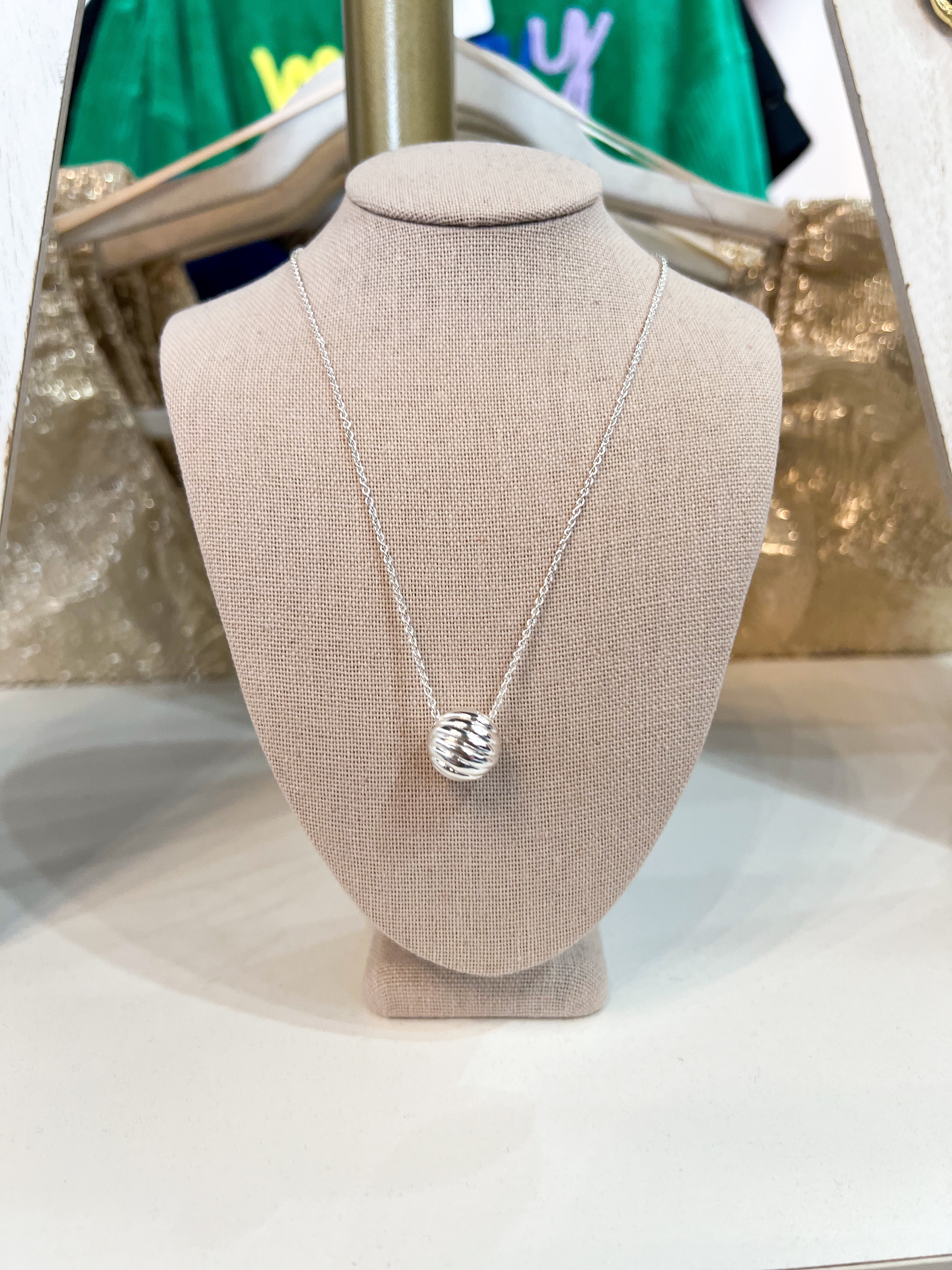 Natalie Wood - Eclipse Ball Necklace Silver-110 Jewelry & Hair-Natalie Wood-July & June Women's Fashion Boutique Located in San Antonio, Texas