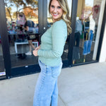 Tailored Cable Knit Sweater Top - Sage-230 Sweaters/Cardis-ALLIE ROSE-July & June Women's Fashion Boutique Located in San Antonio, Texas