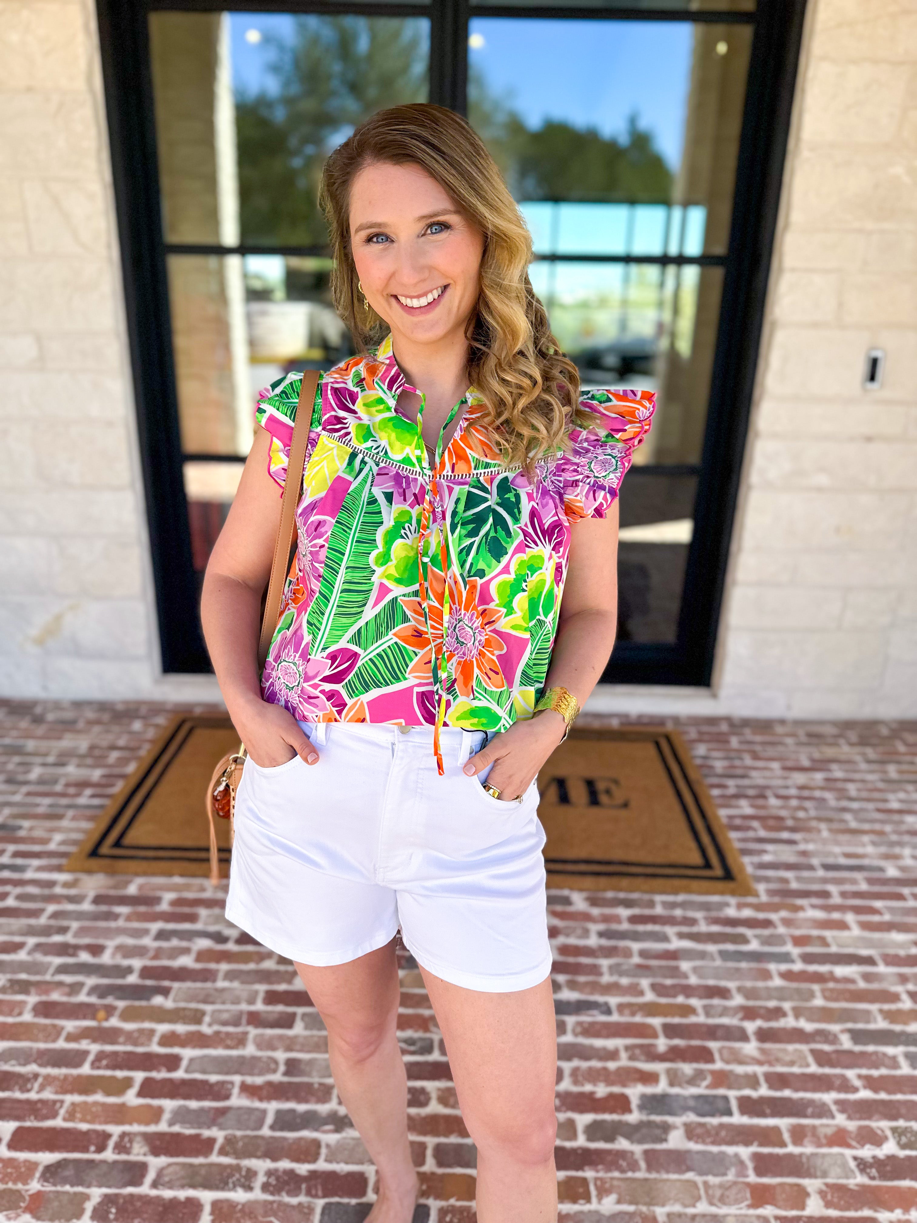 Take Me To The Tropics Blouse-200 Fashion Blouses-FATE-July & June Women's Fashion Boutique Located in San Antonio, Texas