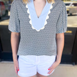 THML - Black & Baby Blue Blouse-200 Fashion Blouses-THML-July & June Women's Fashion Boutique Located in San Antonio, Texas