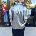 Celebration Blouse - Chrome-200 Fashion Blouses-ENTRO-July & June Women's Fashion Boutique Located in San Antonio, Texas
