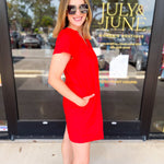 The Melinda Mini Dress - Red-510 Mini-PINCH-July & June Women's Fashion Boutique Located in San Antonio, Texas