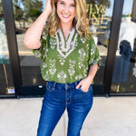 The Frankie Blouse - Olive-200 Fashion Blouses-ENTRO-July & June Women's Fashion Boutique Located in San Antonio, Texas