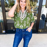 The Frankie Blouse - Olive-200 Fashion Blouses-ENTRO-July & June Women's Fashion Boutique Located in San Antonio, Texas