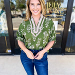 The Frankie Blouse - Olive-200 Fashion Blouses-ENTRO-July & June Women's Fashion Boutique Located in San Antonio, Texas