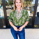 The Frankie Blouse - Olive-200 Fashion Blouses-ENTRO-July & June Women's Fashion Boutique Located in San Antonio, Texas