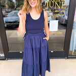 The Summertime Savvy Midi Dress - Navy-500 Midi-SKIES ARE BLUE-July & June Women's Fashion Boutique Located in San Antonio, Texas