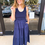 The Summertime Savvy Midi Dress - Navy-500 Midi-SKIES ARE BLUE-July & June Women's Fashion Boutique Located in San Antonio, Texas