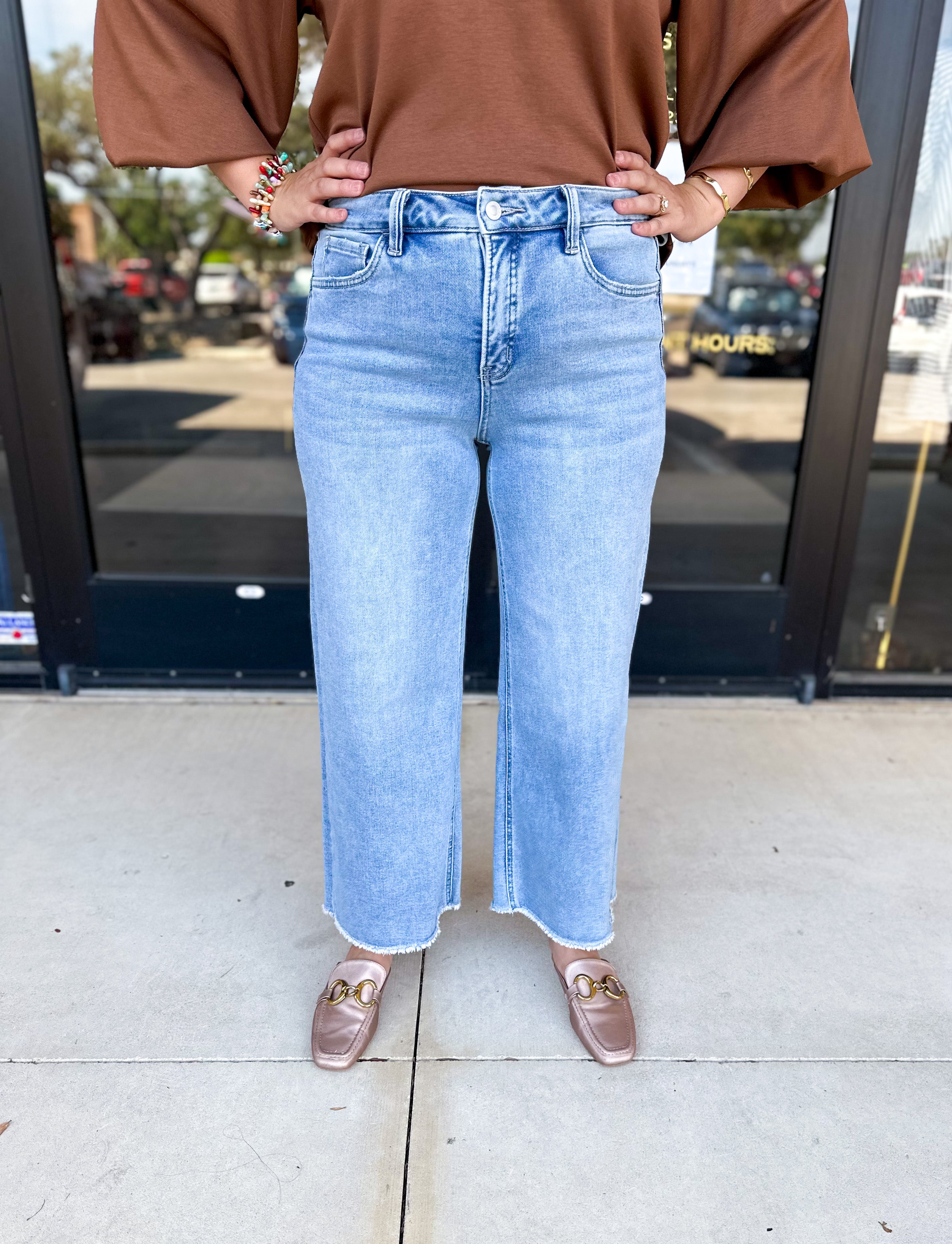 Vervet - Tummy Control High Waisted Light Wash Jeans-400 Pants-VEVERT BY FLYING MONKEY-July & June Women's Fashion Boutique Located in San Antonio, Texas