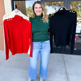 Classic Turtleneck Sweater Top - Red-230 Sweaters/Cardis-SKIES ARE BLUE-July & June Women's Fashion Boutique Located in San Antonio, Texas