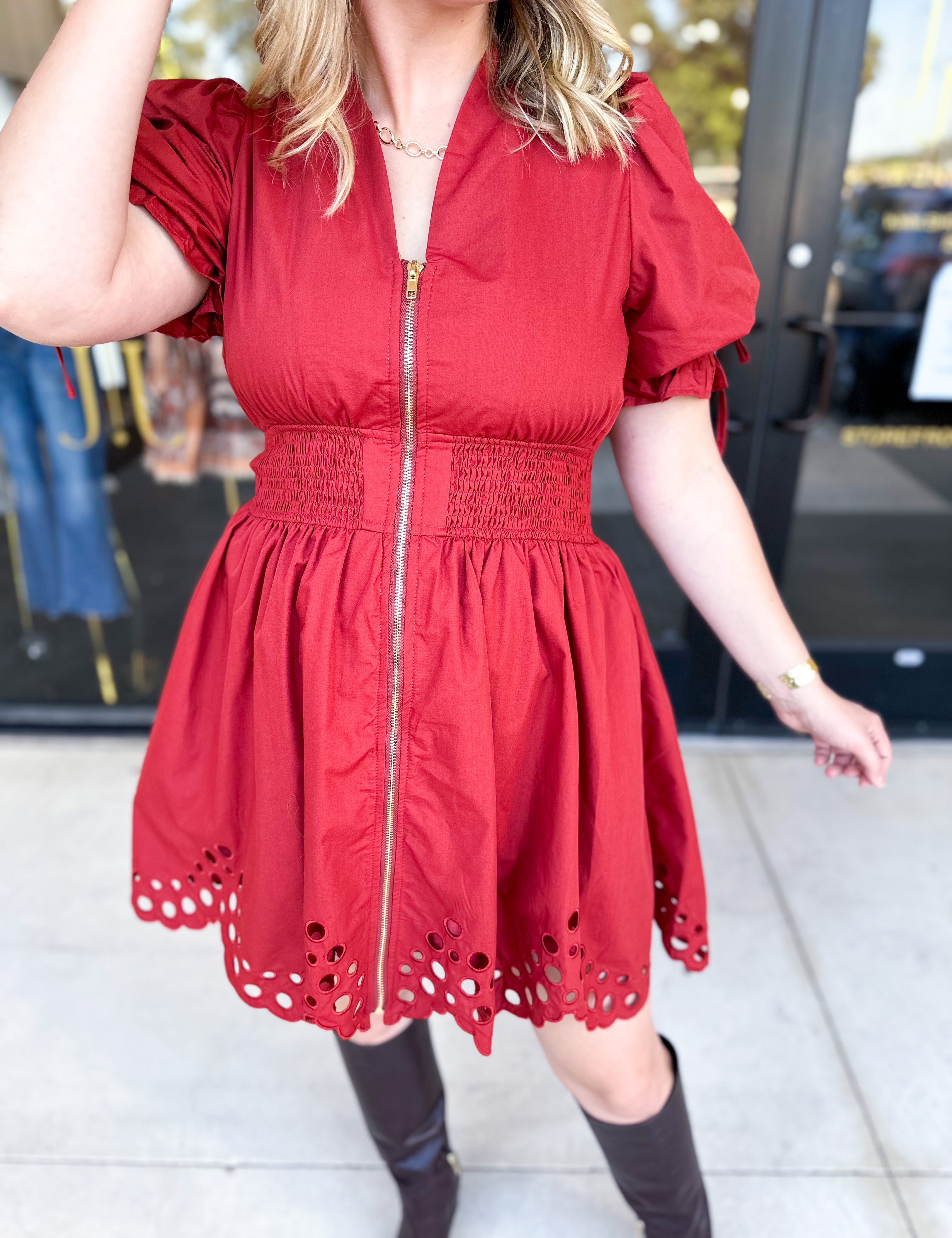 The Adeline Mini Dress - Brick-510 Mini-ENTRO-July & June Women's Fashion Boutique Located in San Antonio, Texas