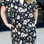 THML - Black Floral Mini Dress-500 Midi-THML-July & June Women's Fashion Boutique Located in San Antonio, Texas