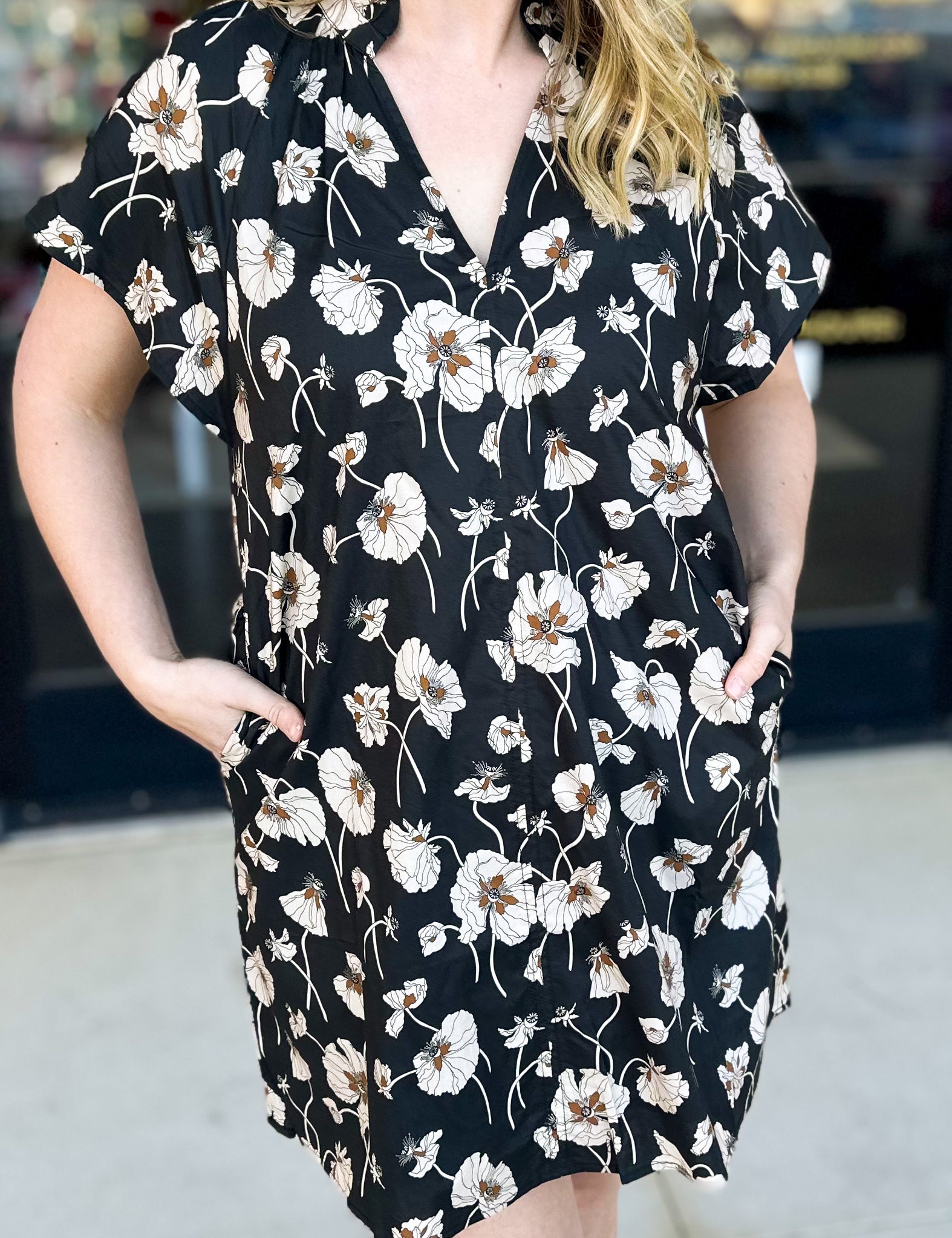 THML - Black Floral Mini Dress-500 Midi-THML-July & June Women's Fashion Boutique Located in San Antonio, Texas