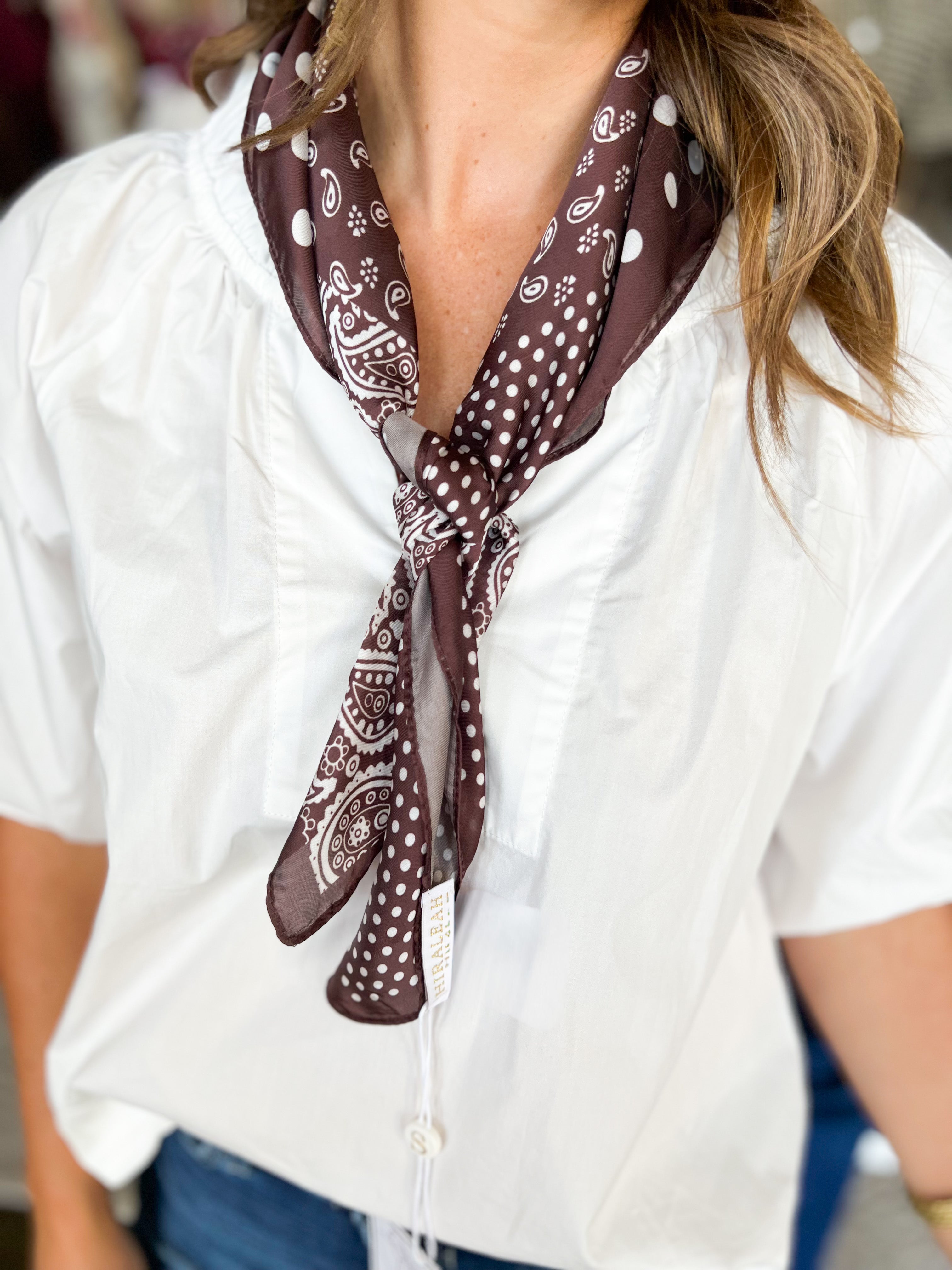 Paisley Square Scarf - Brown-130 ACCESSORIES-SHIRALEAH-July & June Women's Fashion Boutique Located in San Antonio, Texas
