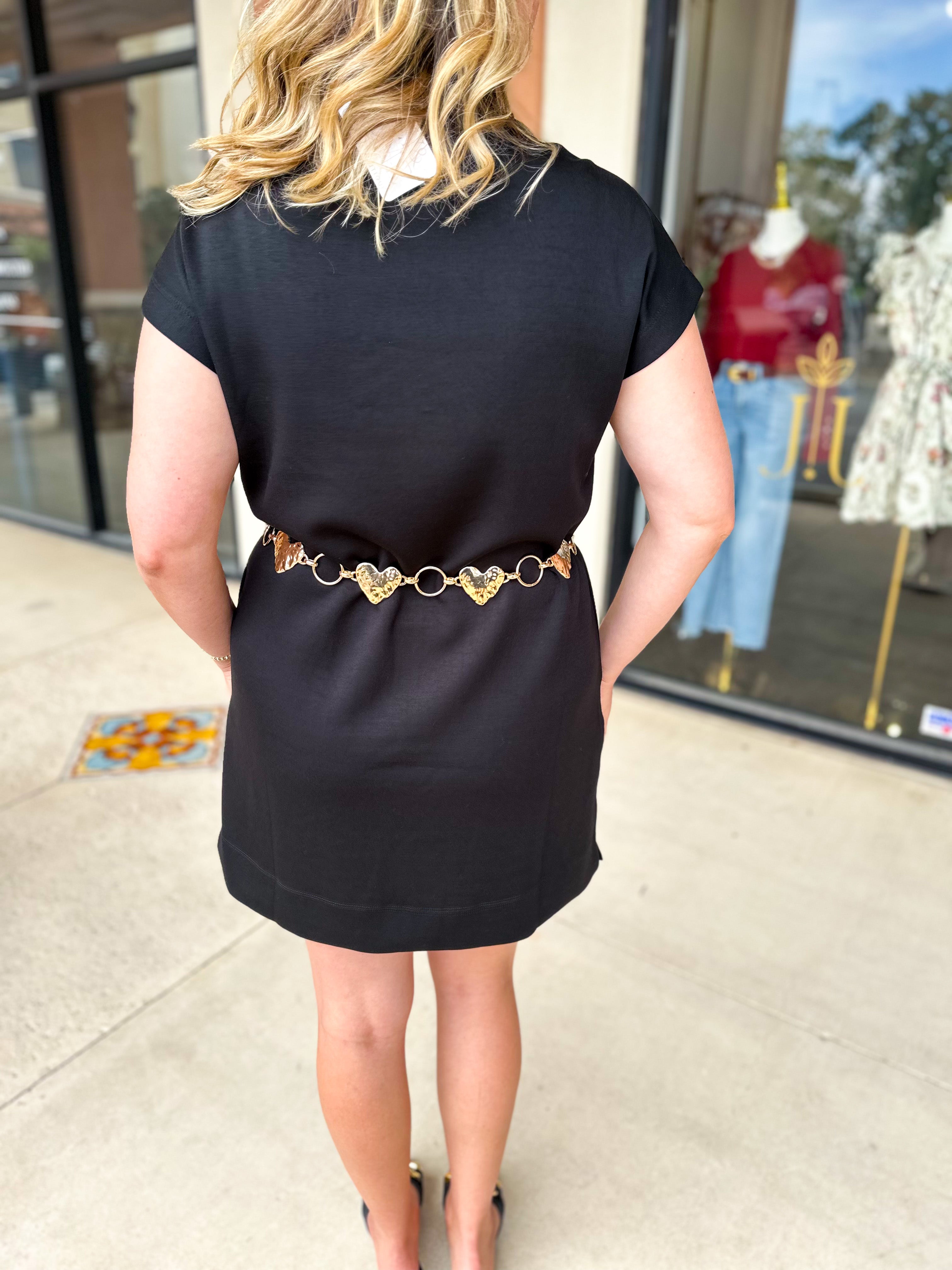 Heart Hammered Link Belt - Gold - One Size-130 ACCESSORIES-Most Wanted USA-July & June Women's Fashion Boutique Located in San Antonio, Texas