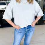 Lightweight Sweater Top - Heather Grey-230 Sweaters/Cardis-FATE-July & June Women's Fashion Boutique Located in San Antonio, Texas