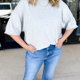 Lightweight Sweater Top - Heather Grey-230 Sweaters/Cardis-FATE-July & June Women's Fashion Boutique Located in San Antonio, Texas