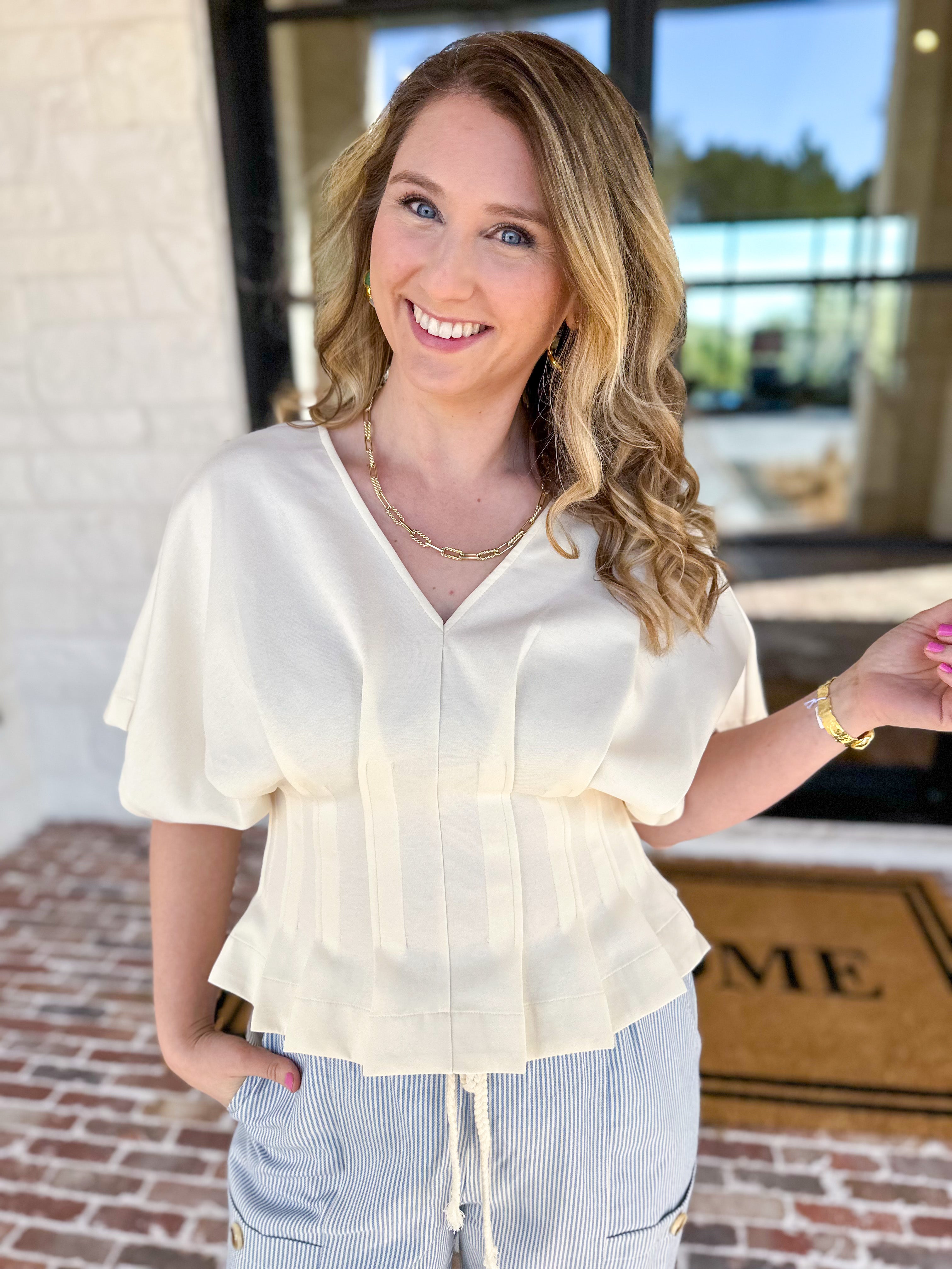 Elevated Chic Top - Cream-200 Fashion Blouses-ENTRO-July & June Women's Fashion Boutique Located in San Antonio, Texas