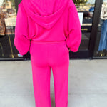 Soft Modal Hooded Jacket - Fuchsia Pink-300 Athleisure/Lounge-SKIES ARE BLUE-July & June Women's Fashion Boutique Located in San Antonio, Texas