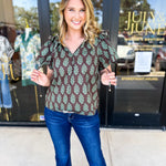Mint & Mocha Blouse-200 Fashion Blouses-ENTRO-July & June Women's Fashion Boutique Located in San Antonio, Texas