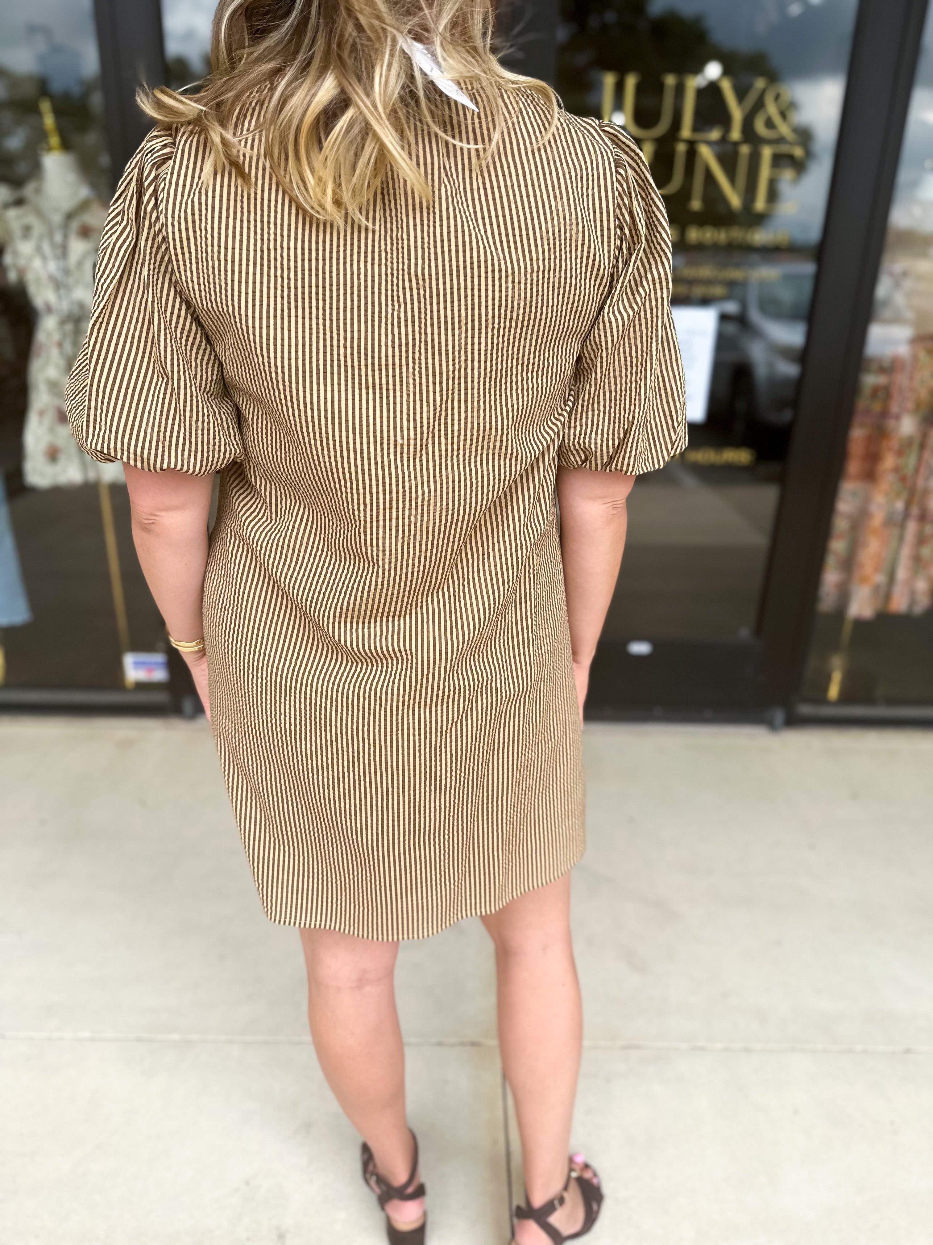 THML - Stripped Button Down Mini Dress-510 Mini-THML-July & June Women's Fashion Boutique Located in San Antonio, Texas