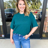 The Ella Knit Sweater Top - Teal-230 Sweaters/Cardis-JODIFL-July & June Women's Fashion Boutique Located in San Antonio, Texas