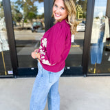Mallory Embroidered Blouse - Magenta-200 Fashion Blouses-ABLE-July & June Women's Fashion Boutique Located in San Antonio, Texas