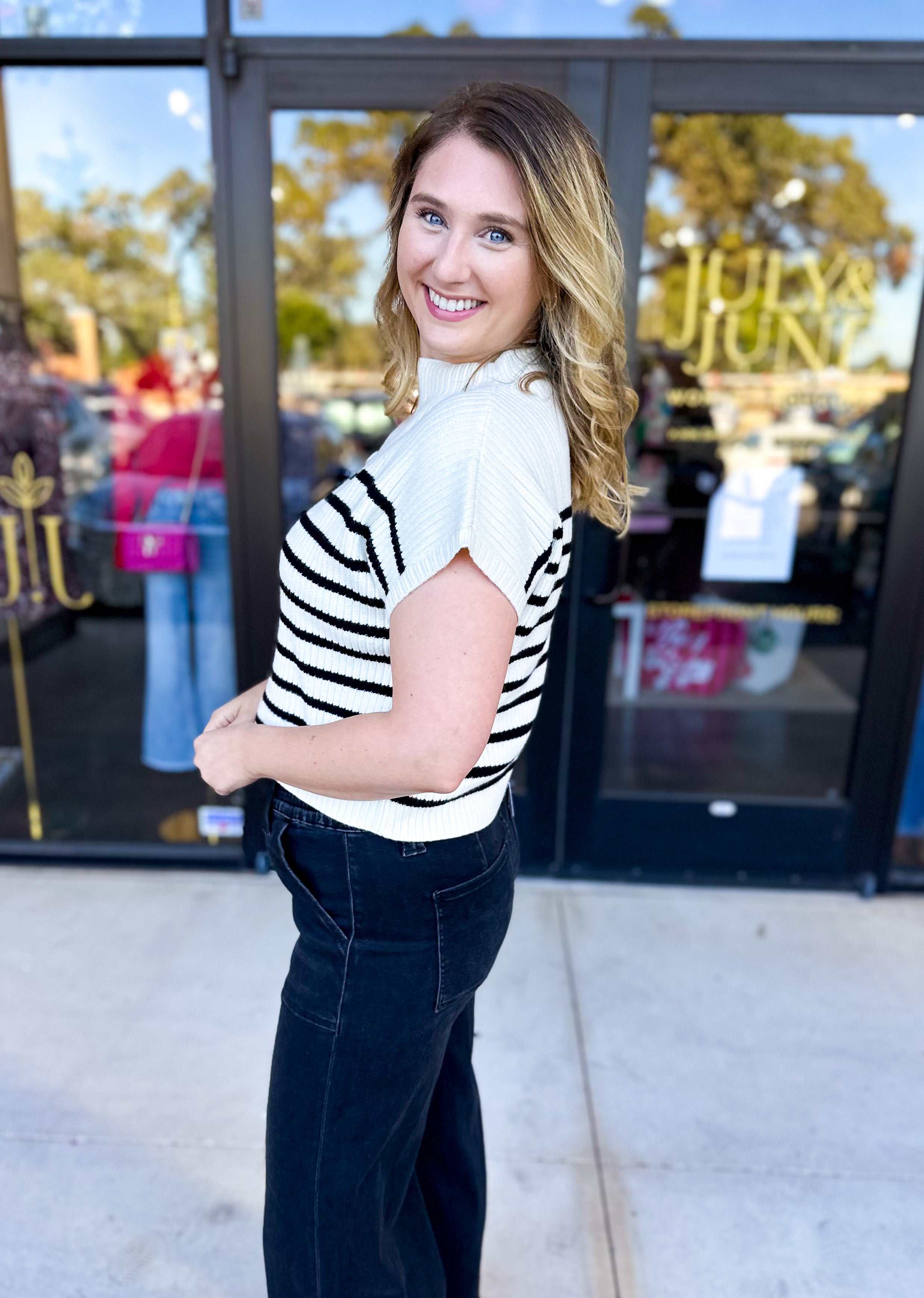 Pink Friday Doorbuster - Mock Neck Knit Sweater Top - Ivory - IN STORE-PINK FRIDAY DOORBUSTERS-BLU PEPPER-July & June Women's Fashion Boutique Located in San Antonio, Texas