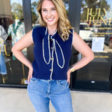 The Kate Sweater Vest - Navy-230 Sweaters/Cardis-ENTRO-July & June Women's Fashion Boutique Located in San Antonio, Texas