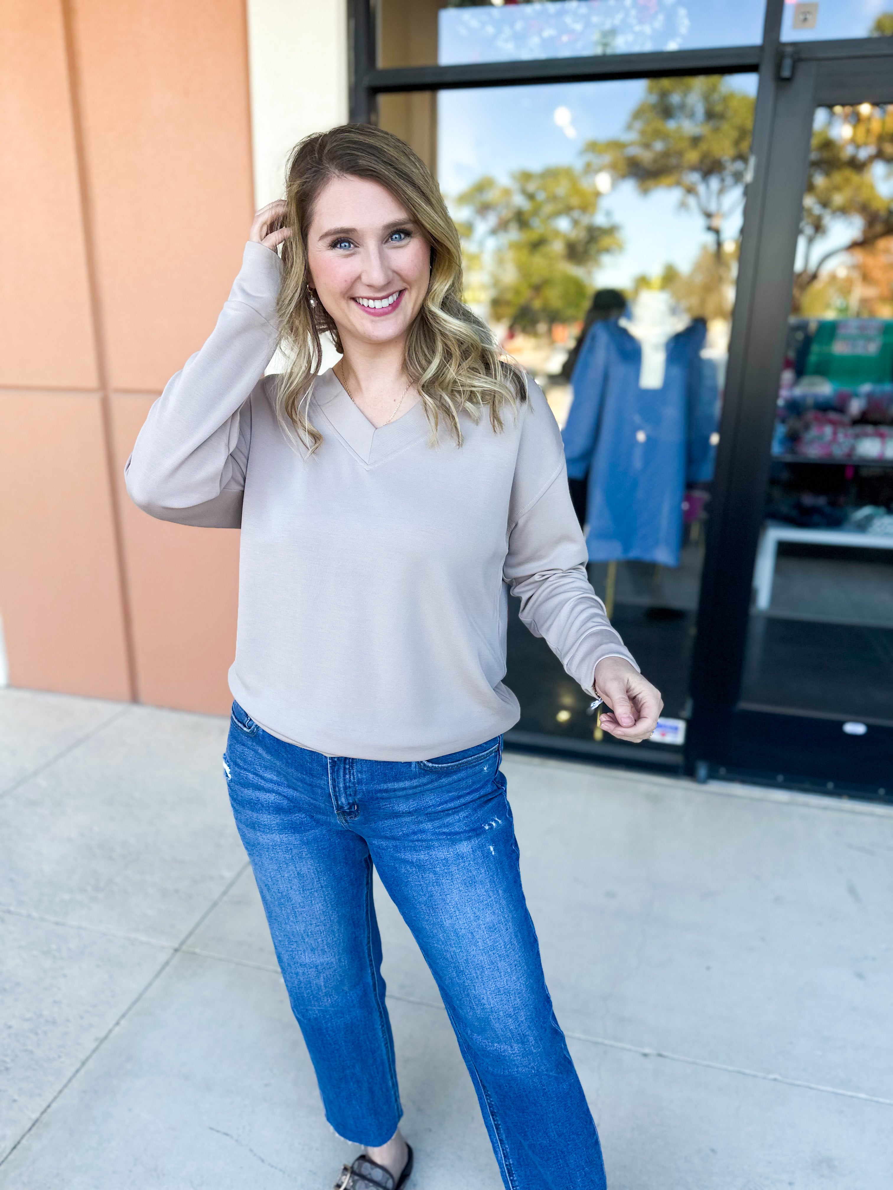 Mary Square - Hazel Long Sleeve - Sandy Mink-210 Casual Blouses-MARY SQUARE-July & June Women's Fashion Boutique Located in San Antonio, Texas
