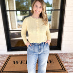 Pointelle Cardigan - Butter Yellow-230 Sweaters/Cardis-ALLIE ROSE-July & June Women's Fashion Boutique Located in San Antonio, Texas