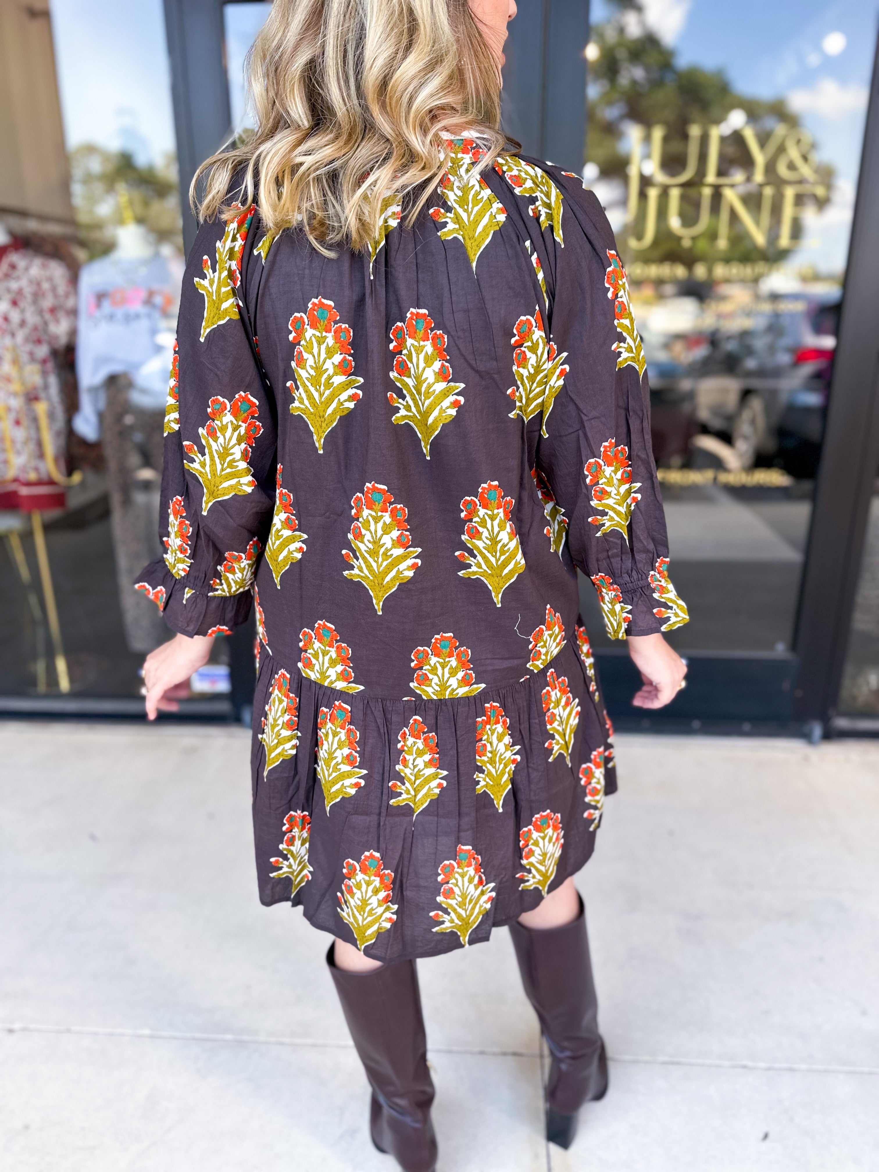 THML - Black Floral Mini Dress-510 Mini-THML-July & June Women's Fashion Boutique Located in San Antonio, Texas