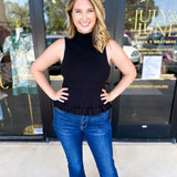 Ruffle Knit Tank Top - Black-230 Sweaters/Cardis-FATE-July & June Women's Fashion Boutique Located in San Antonio, Texas