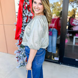 THML - Luxe Blouse - Silver-200 Fashion Blouses-THML-July & June Women's Fashion Boutique Located in San Antonio, Texas