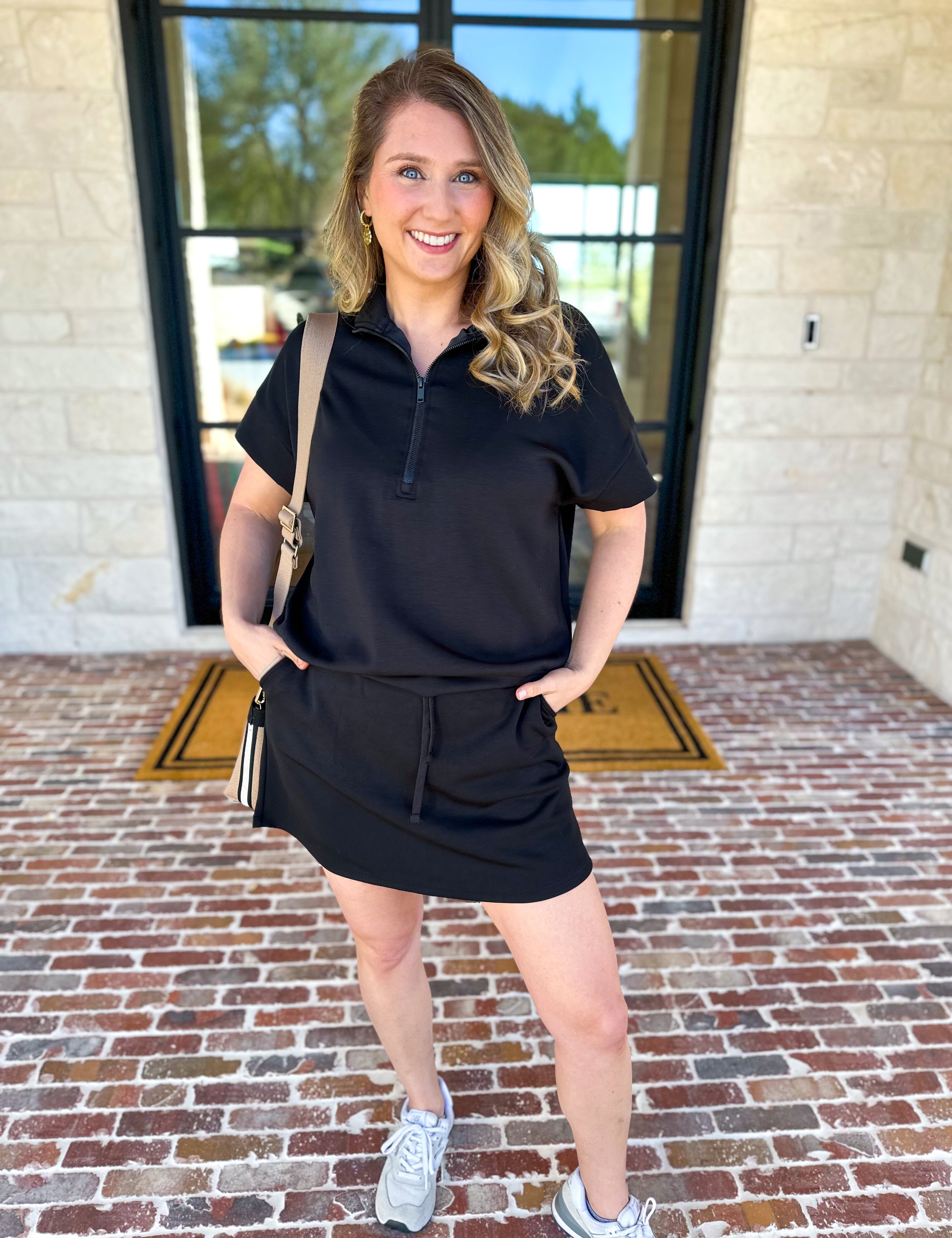 Weekend Traveler Skort Set - Black-300 Athleisure/Lounge-RAE MODE-July & June Women's Fashion Boutique Located in San Antonio, Texas