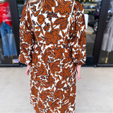 Rust Floral Midi Dress-500 Midi-JODIFL-July & June Women's Fashion Boutique Located in San Antonio, Texas
