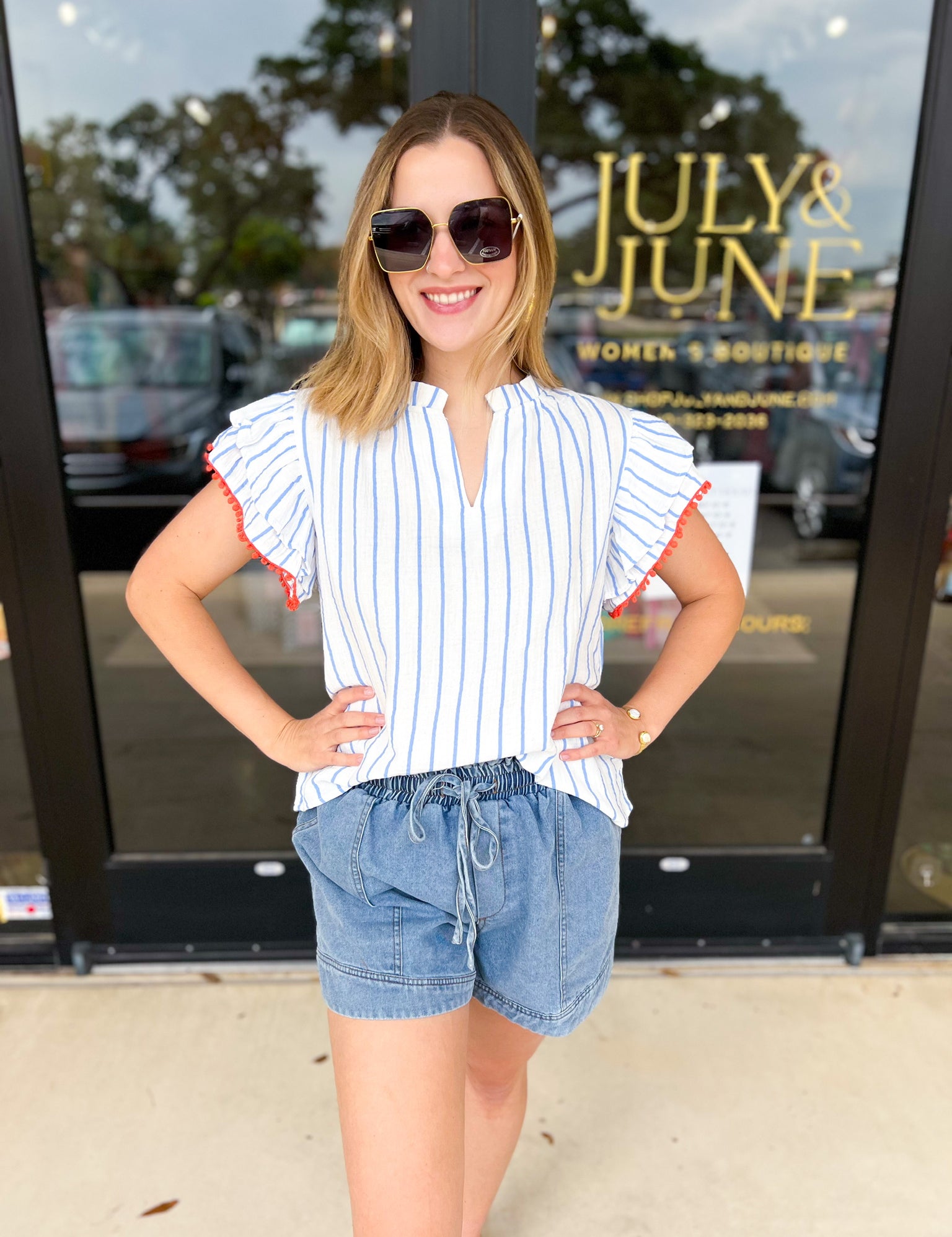THML - Breezy Gauze Blouse-200 Fashion Blouses-THML-July & June Women's Fashion Boutique Located in San Antonio, Texas