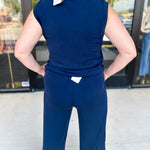 Soft Modal Zip Sleeveless Top - Navy - RESTOCK-210 Casual Blouses-SKIES ARE BLUE-July & June Women's Fashion Boutique Located in San Antonio, Texas