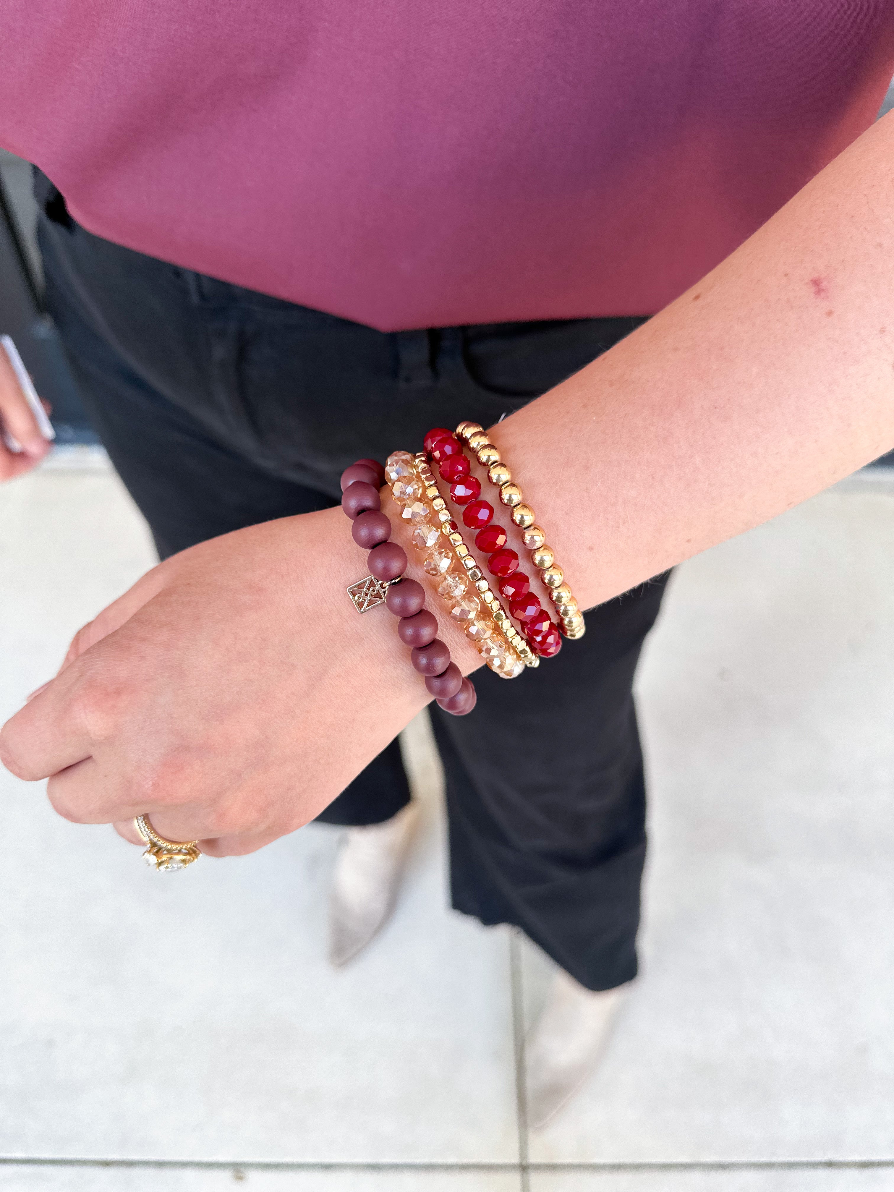 Michelle McDowell - Bracelet Set - Garnet & Gold-110 Jewelry & Hair-Michelle McDowell-July & June Women's Fashion Boutique Located in San Antonio, Texas