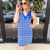 Royal Blue Embroidered Mini Dress-510 Mini-FATE-July & June Women's Fashion Boutique Located in San Antonio, Texas