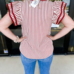 Rust Stripe Blouse-200 Fashion Blouses-ENTRO-July & June Women's Fashion Boutique Located in San Antonio, Texas