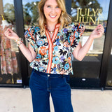 Fun In Fall Florals Blouse-200 Fashion Blouses-ENTRO-July & June Women's Fashion Boutique Located in San Antonio, Texas