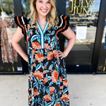 Deep Tones Floral Midi Dress-500 Midi-ENTRO-July & June Women's Fashion Boutique Located in San Antonio, Texas
