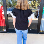 THML - Classy Varsity Stripe Blouse-200 Fashion Blouses-THML-July & June Women's Fashion Boutique Located in San Antonio, Texas