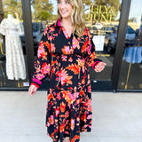 Bold Paisley Floral Print Midi Dress-500 Midi-JODIFL-July & June Women's Fashion Boutique Located in San Antonio, Texas
