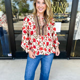 Autumn Floral Blouse-200 Fashion Blouses-ENTRO-July & June Women's Fashion Boutique Located in San Antonio, Texas