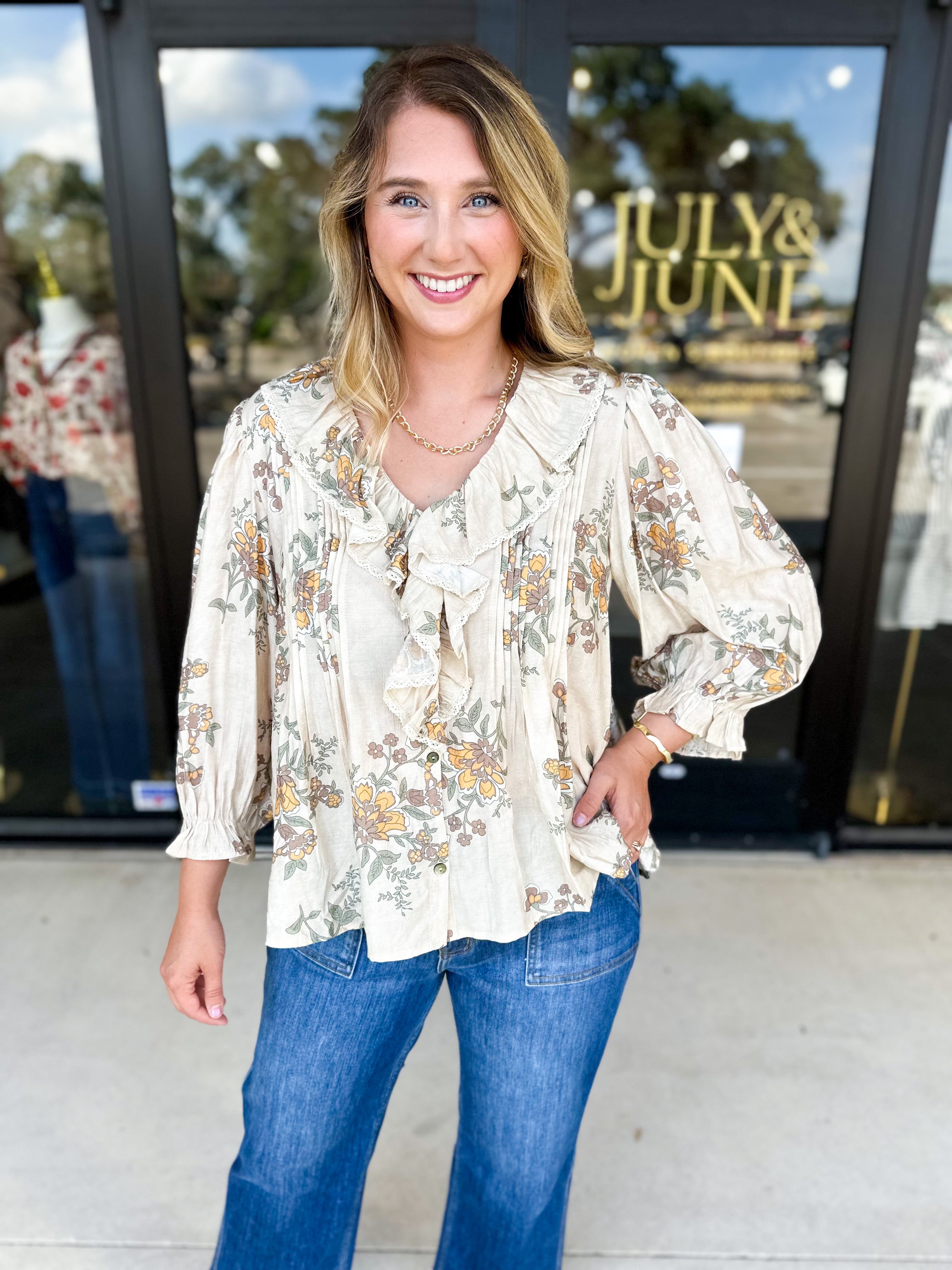 The Kirsten Blouse - Ivory-200 Fashion Blouses-ENTRO-July & June Women's Fashion Boutique Located in San Antonio, Texas