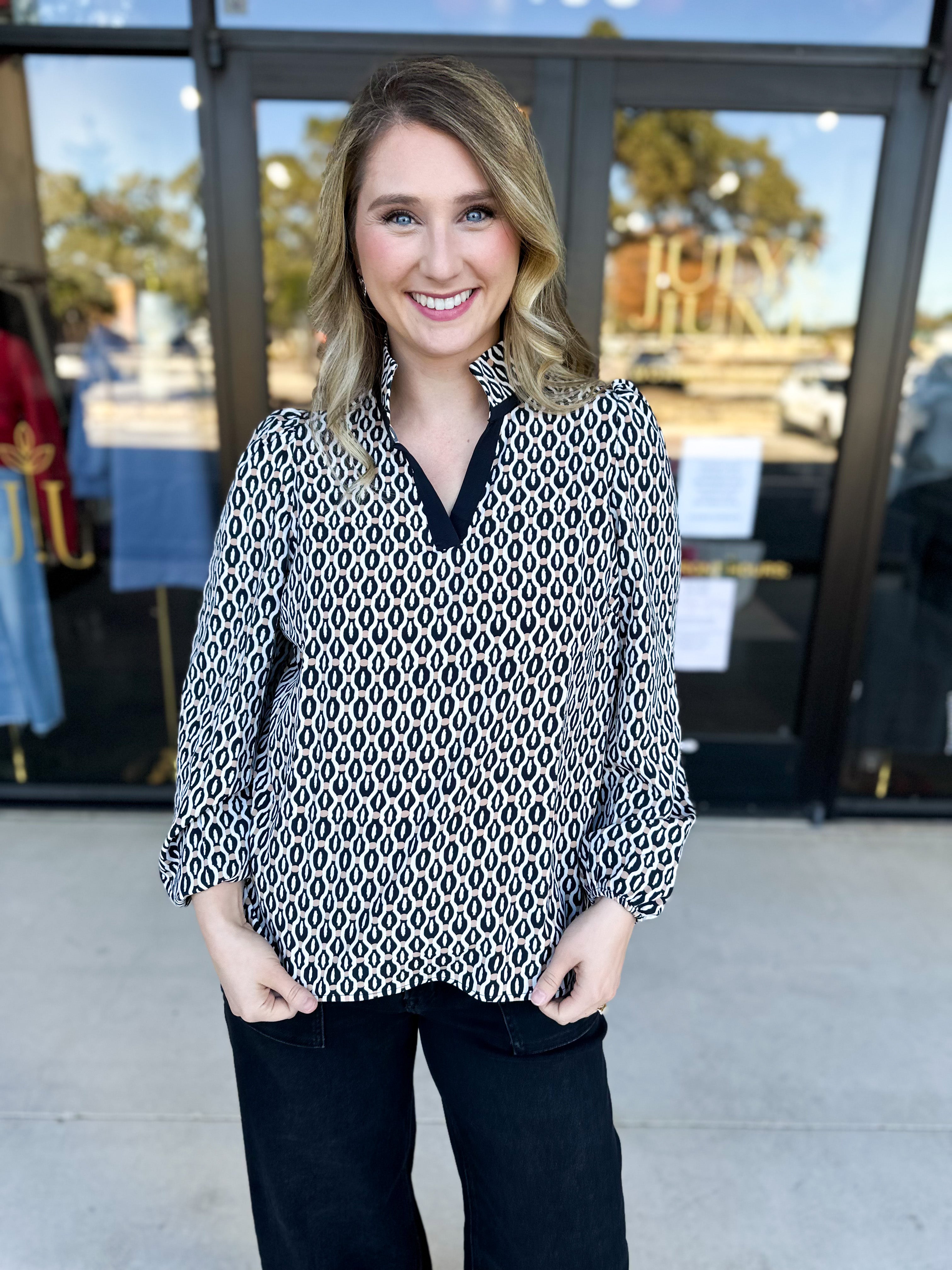 Mary Square- The Kayla High Notes Blouse-200 Fashion Blouses-MARY SQUARE-July & June Women's Fashion Boutique Located in San Antonio, Texas
