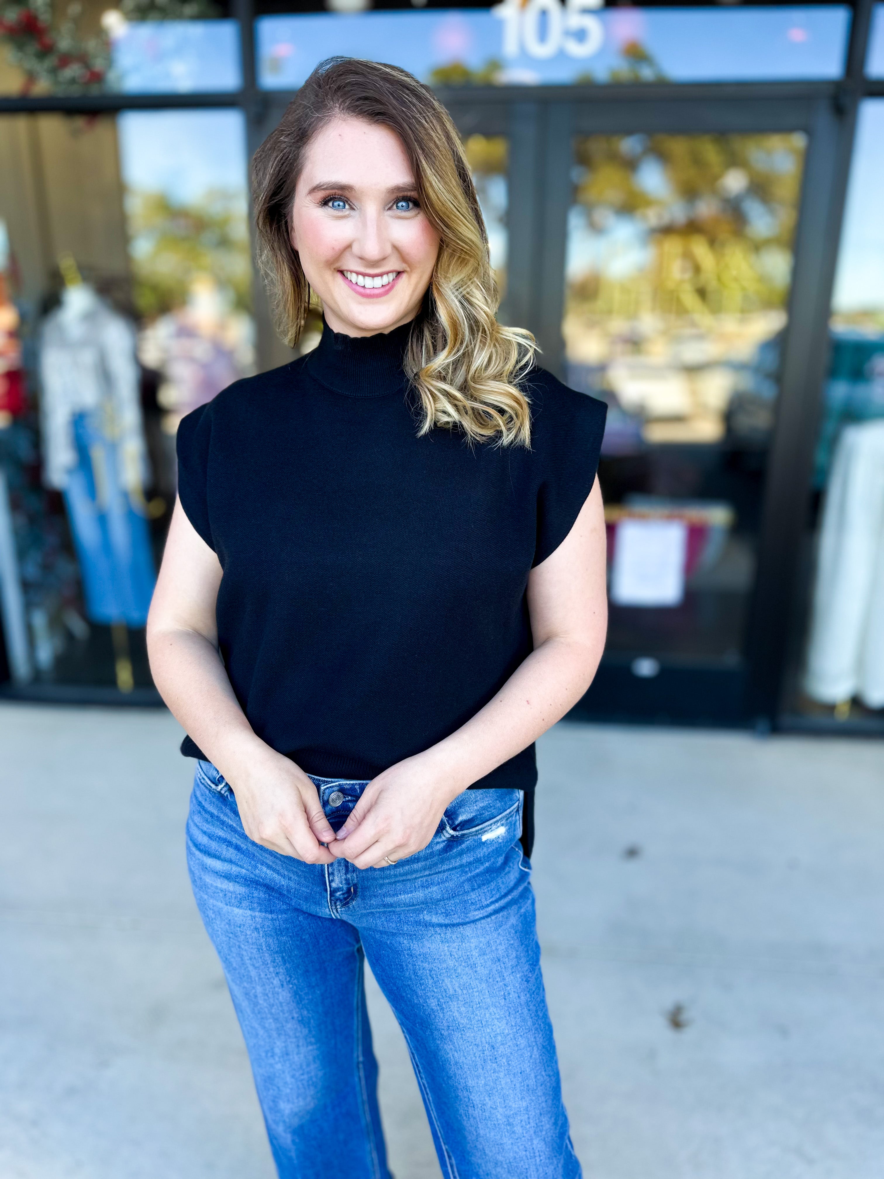 The Abigail Sweater Top - Black-230 Sweaters/Cardis-ENTRO-July & June Women's Fashion Boutique Located in San Antonio, Texas